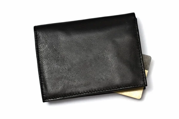 Kredi kartı ile siyah cüzdan — Stok fotoğraf