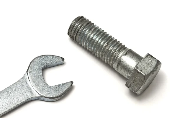 Klíč a šroub — Stock fotografie