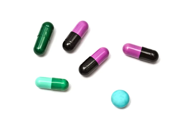 Πολύχρωμο φάρμακα που απομονώνονται σε λευκό — Φωτογραφία Αρχείου