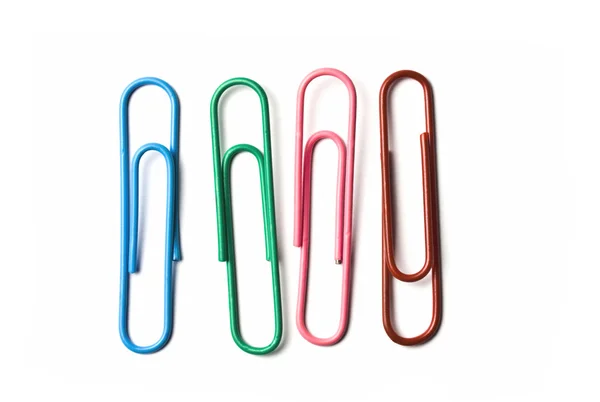 Four multicolored paperclips — Stock Photo, Image