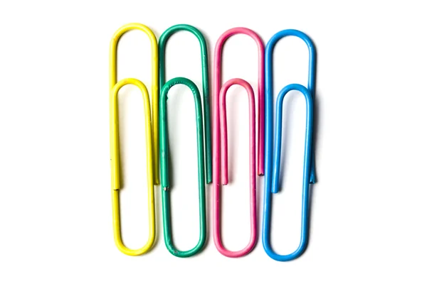 Multicolored paper clips isolated on white — Stock Photo, Image