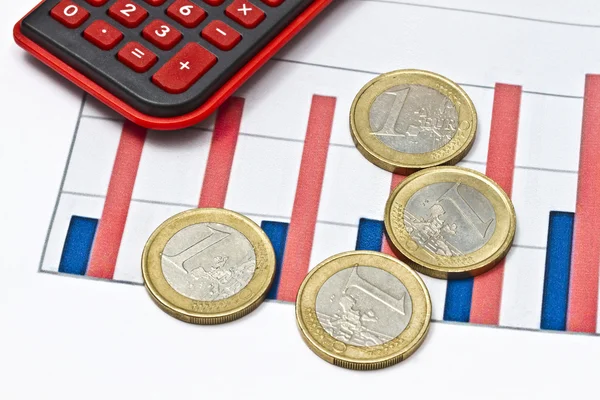 Monety Euro Biznesowe Tło Wykresu — Zdjęcie stockowe