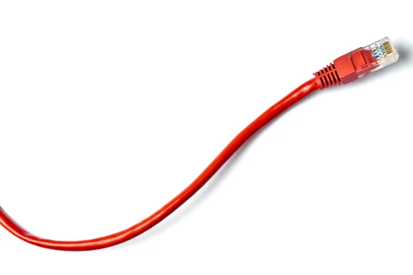 Red Network Plug Isolated White Background — Stock Photo, Image