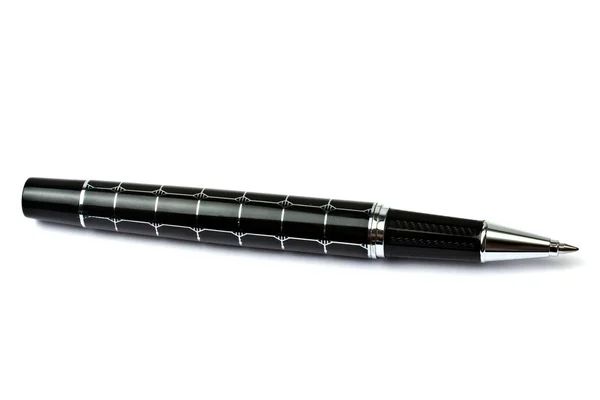 Siyah tükenmez kalem üzerinde beyaz izole — Stok fotoğraf