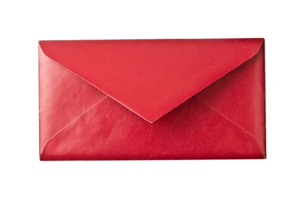 Une Enveloppe Rouge Isolée Sur Fond Blanc — Photo