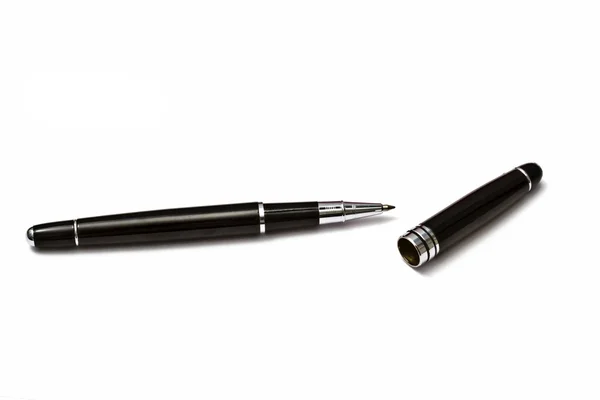 Schwarzer Kugelschreiber Isoliert Auf Weißem Hintergrund — Stockfoto