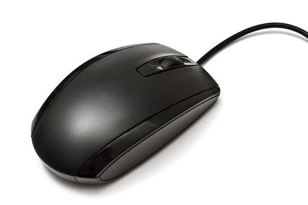 Nero Mouse Del Computer Isolato Sfondo Bianco — Foto Stock