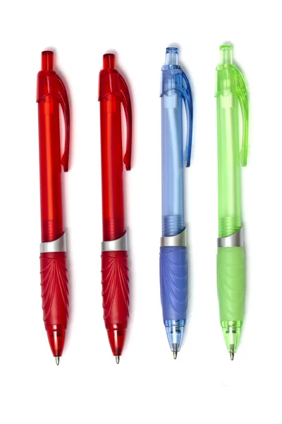 Цветные Шариковые Ручки Белом Фоне — стоковое фото