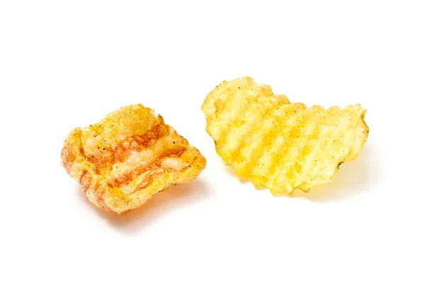 Deliciosos Chips Isolados Fundo Branco — Fotografia de Stock