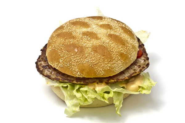 Вкусный Гамбургер Белом Фоне — стоковое фото