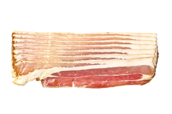 Bacon Frais Tranché Isolé Sur Fond Blanc — Photo