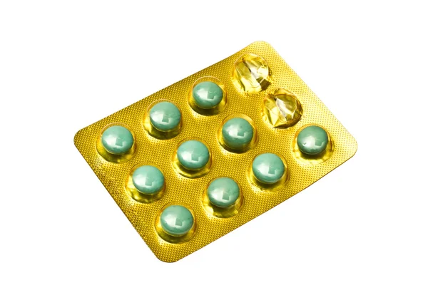 Пакет зелених таблеток — стокове фото