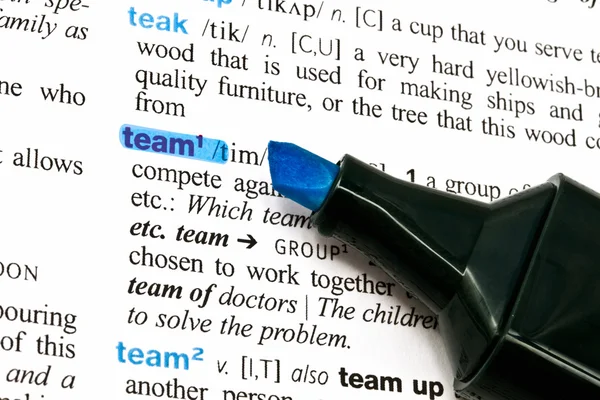Mot Team Mis Évidence Dans Dictionnaire — Photo