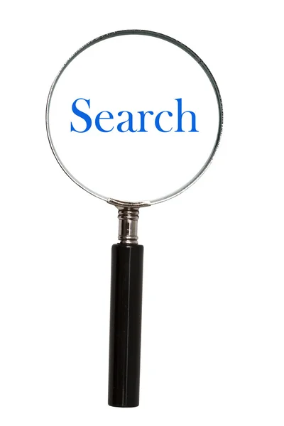 stock image Magnifying glass and search on white background