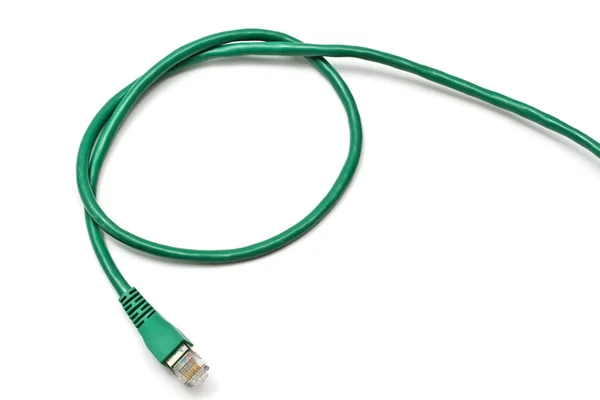 Green network plug isolated on white — Stock Photo, Image