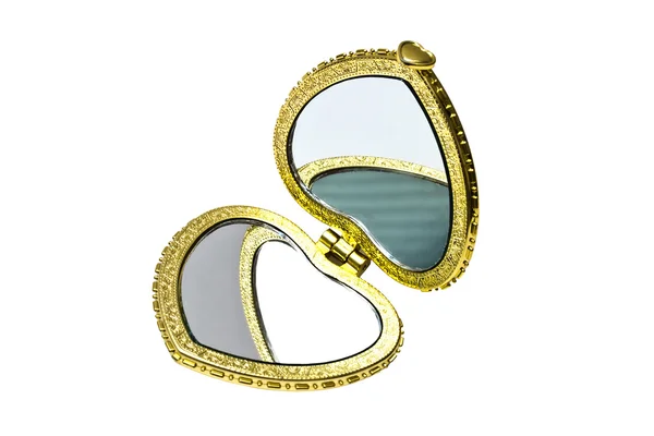 Espelho cosmético bonito isolado no fundo branco — Fotografia de Stock