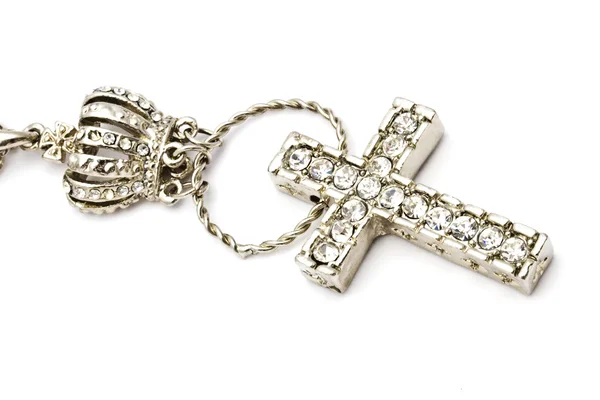 Diamond cross necklace — Stock Photo, Image
