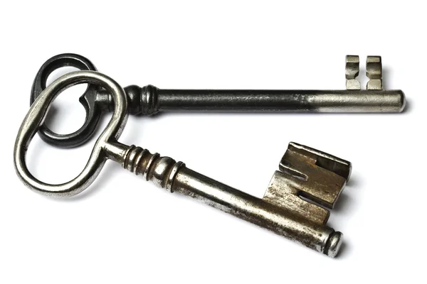 Two old keys isolated on white — Stock Photo, Image