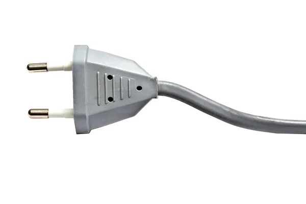 Plugue elétrico cinza isolado no branco — Fotografia de Stock