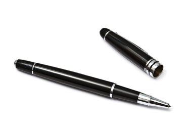 Black Ball Point Pen Isolated On White clipart