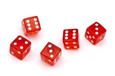 Red dice isolated on white background clipart