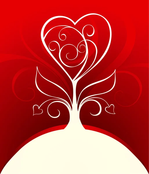 Dekorativní Valentine Karta Láskou Strom — Stockový vektor