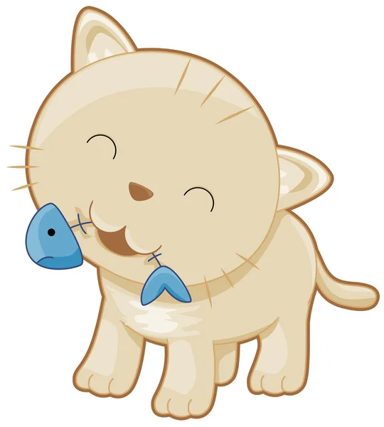 Χαριτωμένο γάτα με ψαροκόκαλο — Διανυσματικό Αρχείο