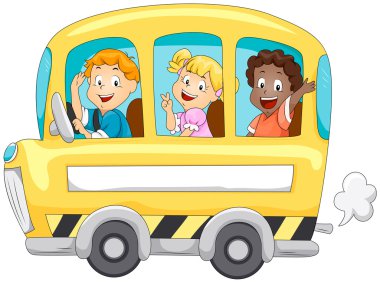 Okul otobüsündeki çocuklar
