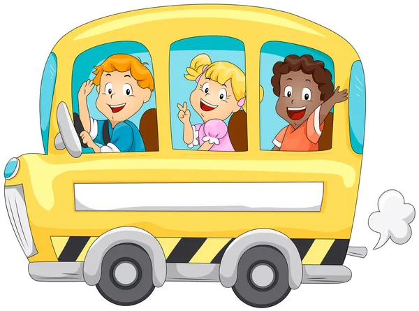 Barn i skolbussen — Stockfoto