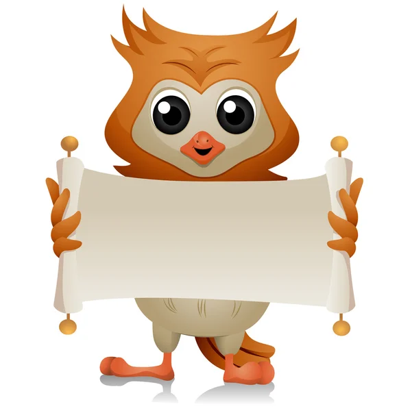 Owl with Open Scroll — Stock Photo, Image
