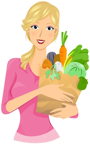 Flicka med grönsaker — Stockfoto