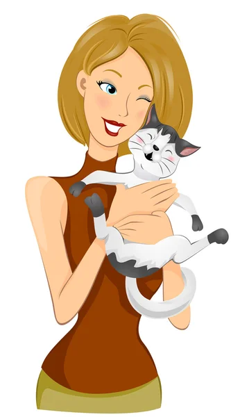 Girl and Cat — Stock Photo, Image