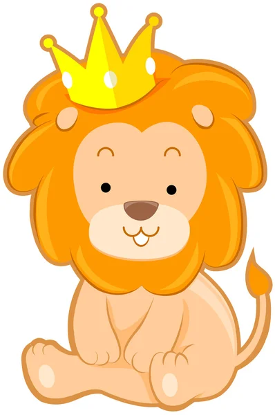 可爱狮子与冠 — 图库照片
