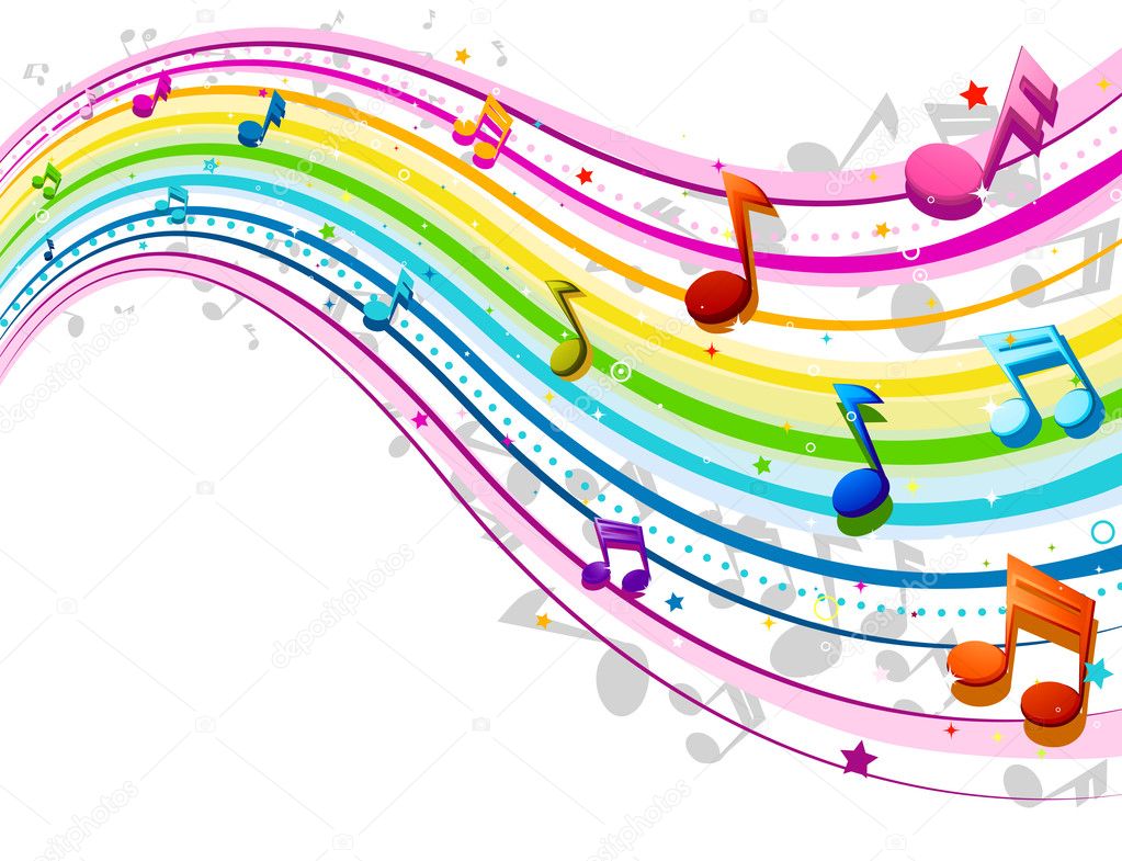 musical notes in a colorful wave
