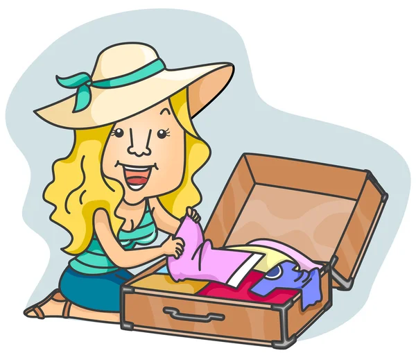 Woman Packing — Stock Photo, Image