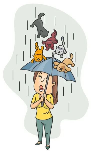 猫や犬を雨が降っています。 — ストック写真