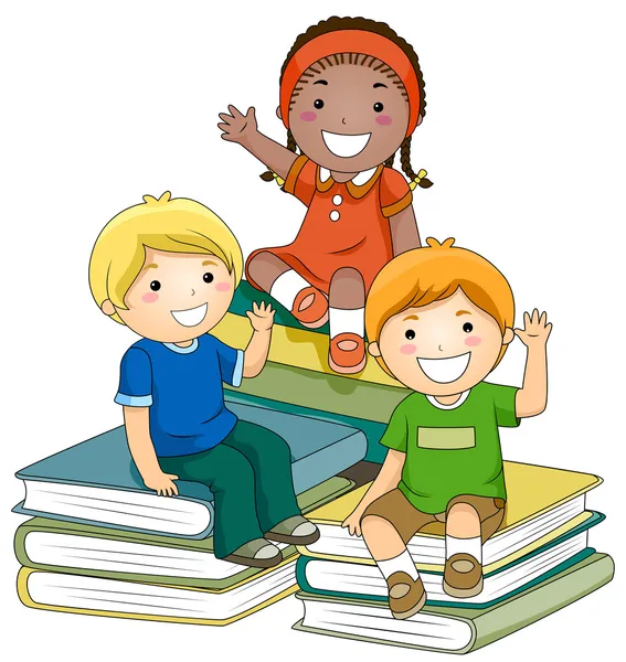 Niños con libros —  Fotos de Stock
