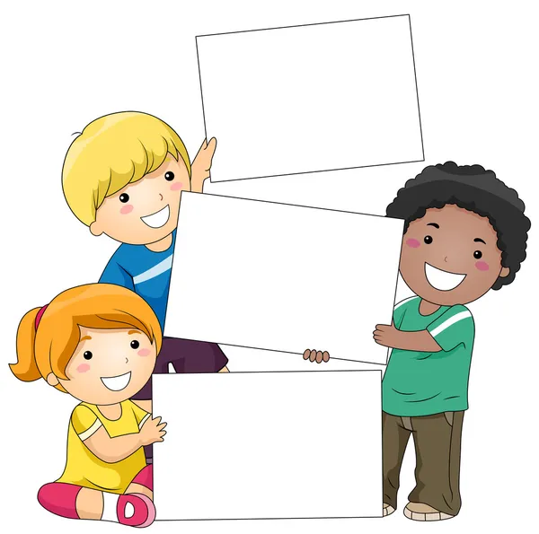 Kids with Blank Board — Stock Photo, Image