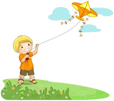 Flying a Kite clipart