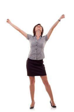 Business woman celebrating success clipart