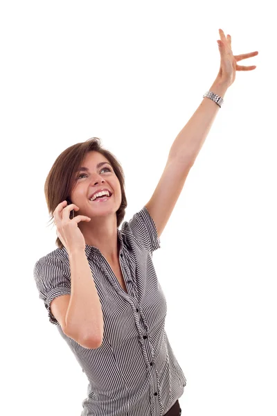 Frau am Telefon gewinnt — Stockfoto