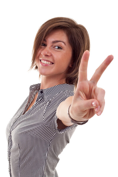 Woman making the victory sign