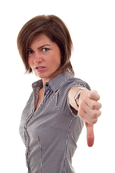 Biznes kobieta skrzyżowane kciuk w dół — Zdjęcie stockowe