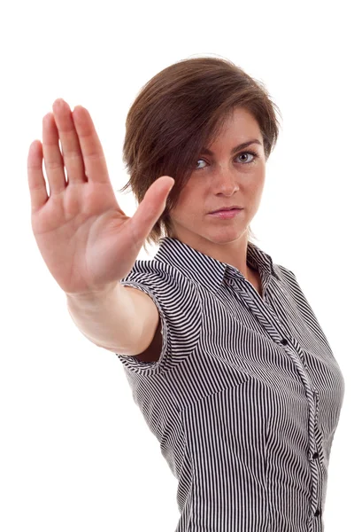 Femme d'affaires faisant stop signe — Photo