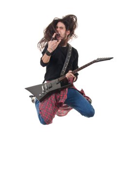 Heavy metal rocker jumps clipart