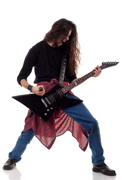 Guitarrista de heavy metal gritando — Fotografia de Stock