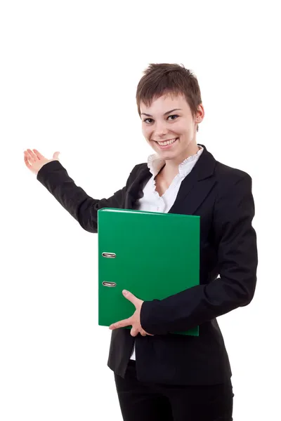 Business woman with folder — Stock Photo, Image