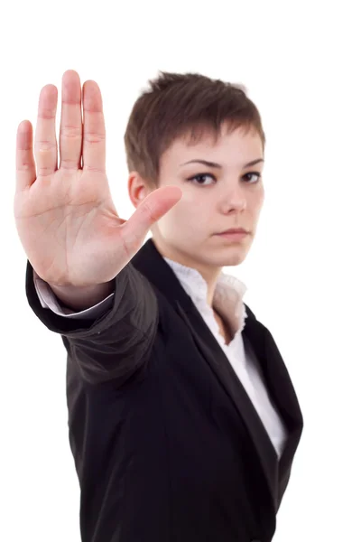Γυναίκα των επιχειρήσεων κάνοντας σήμα στοπ — Φωτογραφία Αρχείου