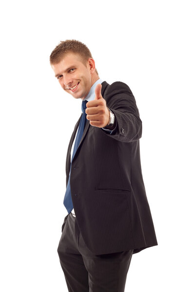 Business man going thumb up