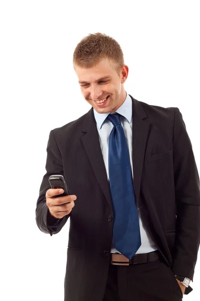 Geschäftsmann schreibt SMS — Stockfoto